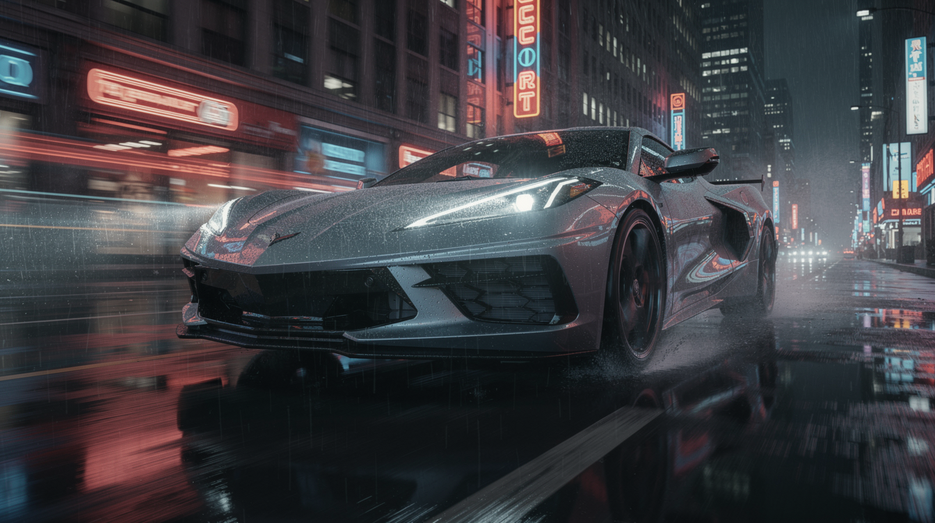 GM Chevrolet Corvette neon city